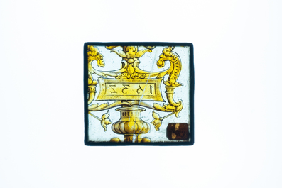 Twee fragmenten van glas-in-lood ramen, &eacute;&eacute;n gedateerd 1532, Vlaanderen of Frankrijk