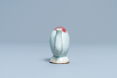 A Chinese miniature peach-shaped cadogan teapot with junyao glaze, Kangxi/Qianlong