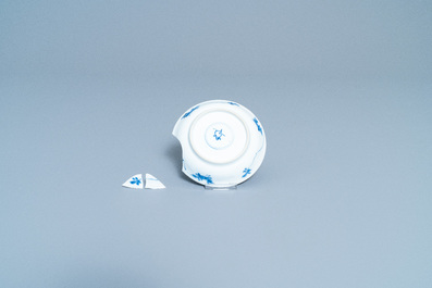 Seven Chinese blue and white cups and saucers, Kangxi