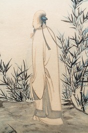 Zhang Daqian (1899-1983), encre et couleurs sur papier, dat&eacute; 1949: 'Parmi les bambous'