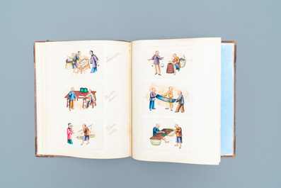 Chinese school, Canton, ink and colour on paper, 19th C.: an album and two boxes with 70 paintings