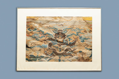 A Chinese kesi woven silk 'dragon' panel, Wanli