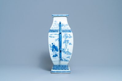 A large Chinese blue and white 'Seven Sages of the Bamboo Grove' vase, Qianlong