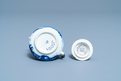 A Chinese blue and white miniature teapot and cover, Chenghua mark, Kangxi