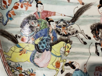 A massive Chinese famille rose 'General Yang and Mu Guiying' charger, Yongzheng