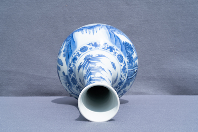 A Chinese blue and white bottle vase, Transitional period