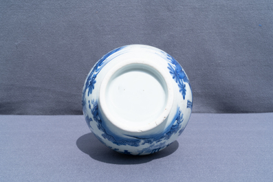 A Chinese blue and white bottle vase, Transitional period