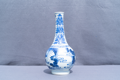 A Chinese blue and white bottle vase, Transitional period