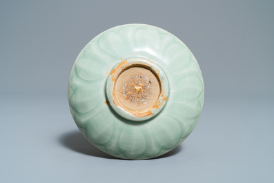 Three Chinese Longquan celadon dishes, Song and Ming