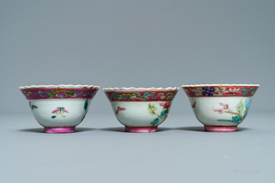 Dix bols et deux soucoupes en porcelaine de Chine famille rose pour le march&eacute; Straits ou Peranakan, 19&egrave;me