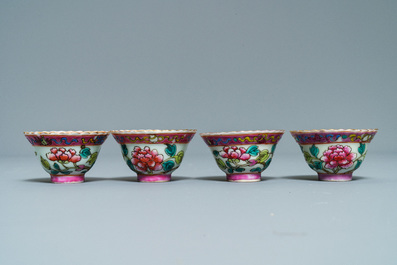 Ten Chinese famille rose bowls and two saucers for the Straits or Peranakan market, 19th C.