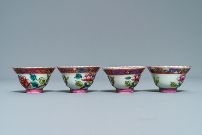 Dix bols et deux soucoupes en porcelaine de Chine famille rose pour le march&eacute; Straits ou Peranakan, 19&egrave;me