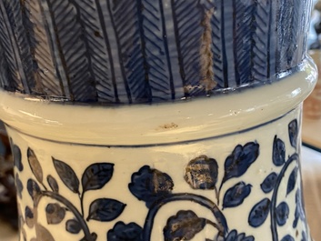 A large imperial Chinese blue and white 'zun' vase, Wanli mark and of the period