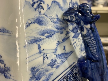 A large Chinese blue and white 'Seven Sages of the Bamboo Grove' vase, Qianlong