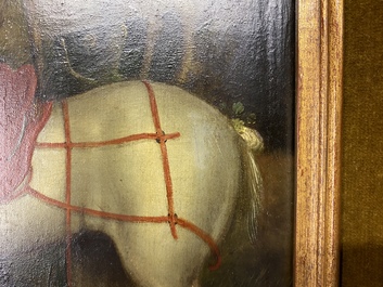 Vlaamse School naar Albrecht D&uuml;rer, 16/17e eeuw, olie op paneel: De bekering van de H. Eustachius of Hubertus