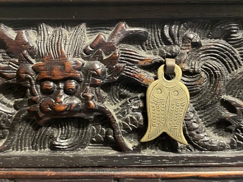 A small Chinese carved wooden 'dragon' cabinet, Republic