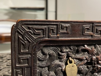 A small Chinese carved wooden 'dragon' cabinet, Republic