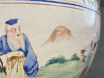 A large Chinese Canton enamel 'scholars' bowl, Yongzheng/Qianlong