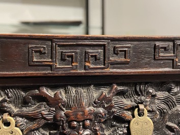 A small Chinese carved wooden 'dragon' cabinet, Republic