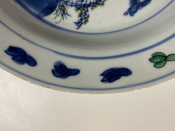 A Chinese wucai ko-sometsuke 'phoenix' plate, Transitional period