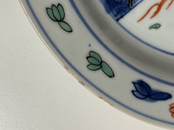 A Chinese wucai ko-sometsuke 'phoenix' plate, Transitional period