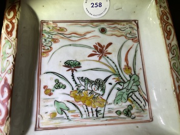 A Chinese wucai ko-sometsuke square tray with a frog, Tianqi