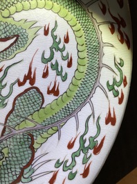 A Chinese famille verte 'dragon' dish, Kangxi