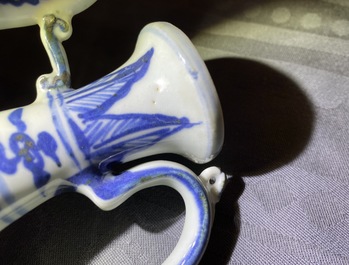 A Chinese blue and white 'grapevine' ewer, Ming