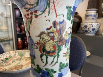 A Chinese wucai 'gu' vase with narrative design, Shunzhi