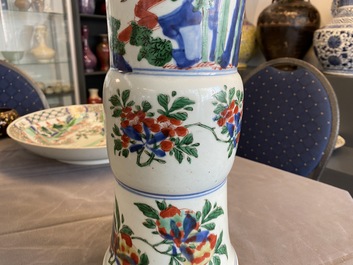 A Chinese wucai 'gu' vase with narrative design, Shunzhi