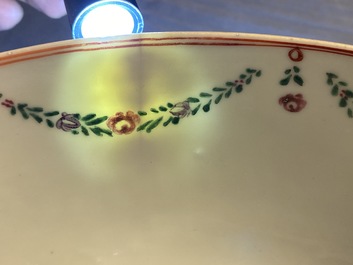 A Chinese famille rose bowl with British merchant navy ships, Qianlong