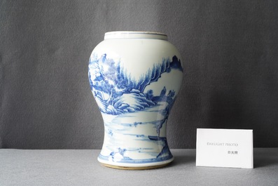 A Chinese blue and white 'landscape' vase, Kangxi