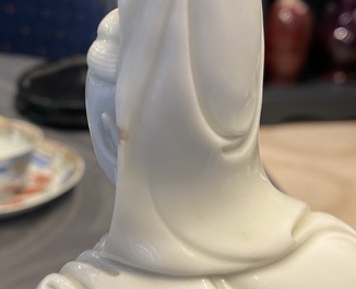A Chinese blanc de Chine figure of Guanyin, seal mark, 19/20th C.
