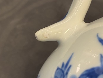 A Chinese blue and white ewer and a 'tiger' bowl, Kangxi mark and of the period