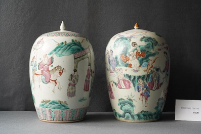 Two Chinese famille rose ginger jars, 19th C.