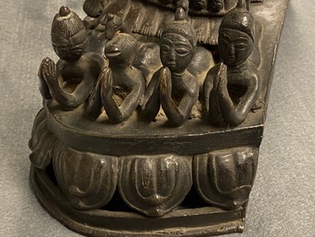 A Tibetan bronze group of Mahakala and his consort Yab-Yum, 19th C.