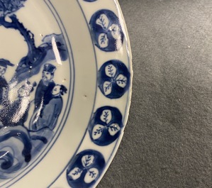 A Chinese blue and white Japanese market ko-sometsuke 'immortals' plate, Tianqi