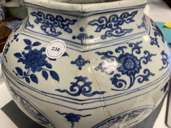 A Chinese blue and white 'cranes' vase, Jiajing