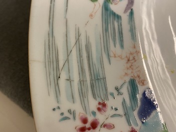 A large Chinese famille rose 'fishermen' dish, Yongzheng/Qianlong