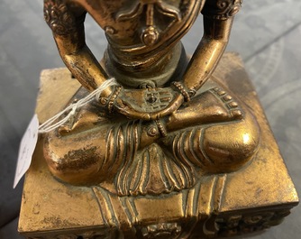 A Chinese gilt bronze figure of Buddha Amitayus, Qianlong, dated 1770