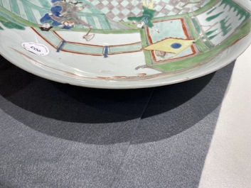 A Chinese famille verte dish with a narrative scene, Kangxi