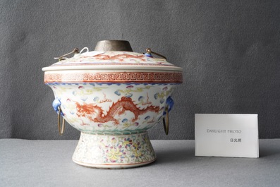 A Chinese famille rose warming bowl for the Straits or Peranakan market, Qianlong mark, 19/20th C.