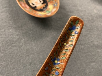 Three Chinese Thai market Bencharong spoons, 19th C.