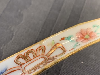 A large Chinese famille rose relief-moulded spoon, Daoguang mark and of the period