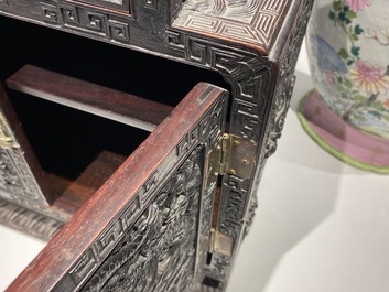 A small Chinese carved wooden 'dragon' cabinet, Republic