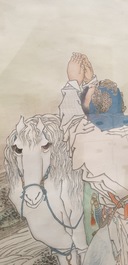 Qian Huian (1833-1911), encre et couleurs sur papier, 19&egrave;me: 'Fugui shoukao, d'apr&egrave;s Wen Anguo'