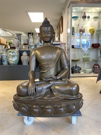 An exceptionally large bronze figure of Buddha, Nepal, 18th C.