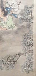 Qian Huian (1833-1911), ink and colour on paper, 19th C.: 'Fugui shoukao, after Wen Anguo'