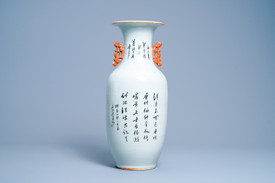 Un vase en porcelaine de Chine qianjiang cai &agrave; d&eacute;cor de musiciens et de lettr&eacute;s, 19/20&egrave;me