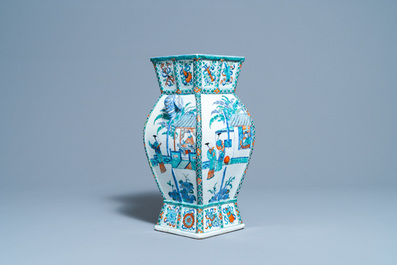 A Chinese doucai vase with elephant handles, Qianlong/Jiaqing